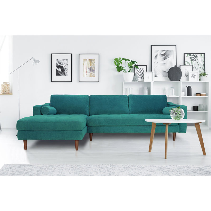 ANDERSON LAF SECTIONAL - TURQUOISE, Green Fabric, Left Hand Facing