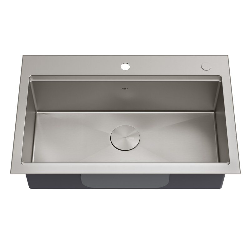 KRAUS Kore™ Workstation 32-inch L Drop-In Single Bowl Stainless Steel Kitchen Sink with Accessories (Pack of 5)