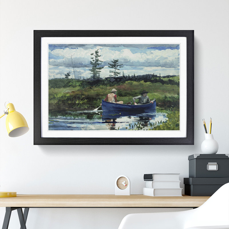 The Blue Boat by Winslow Homer - Picture Frame Painting, Black Framed, 48cm H x 65cm W x 2cm D