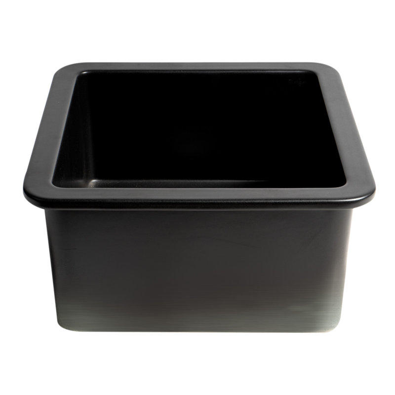 18'' L Single Bowl Fireclay Kitchen Sink, Black Matte