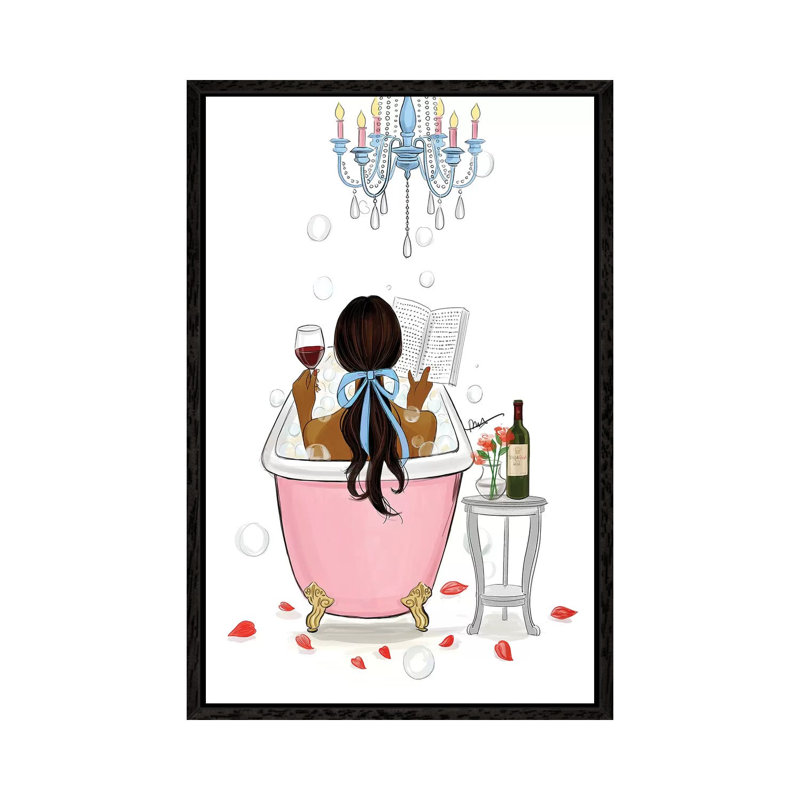 Time For Myself - Black Hair by Rongrong DeVoe - Gallery-Wrapped Canvas Giclée on Canvas, Black Floated Frame