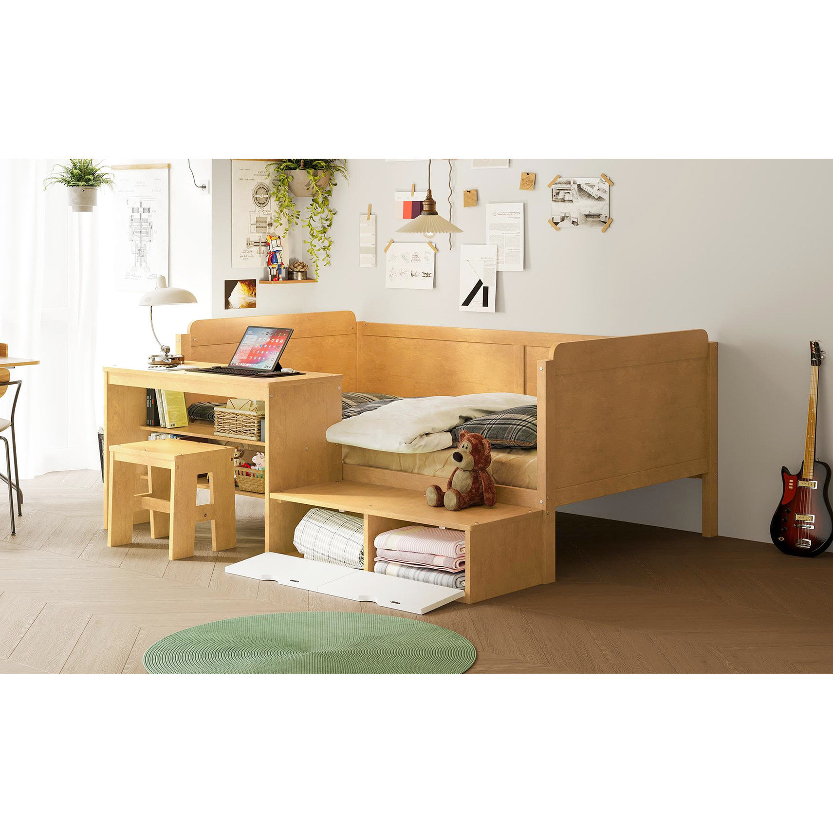 Ophelia & Co. Lit de jour simple en bois avec fusions de rangements et ...