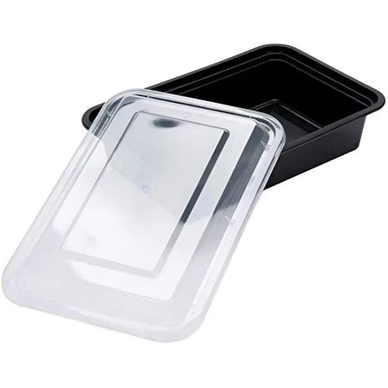 Divleen 28oz. Black Rectangular Meal Prep / Bento Box Containers with Lids