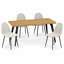 Ensemble de salle à manger de cuisine 5 pièces, table en bois naturel 63 po avec 4 chaises en tissu gris-133283184