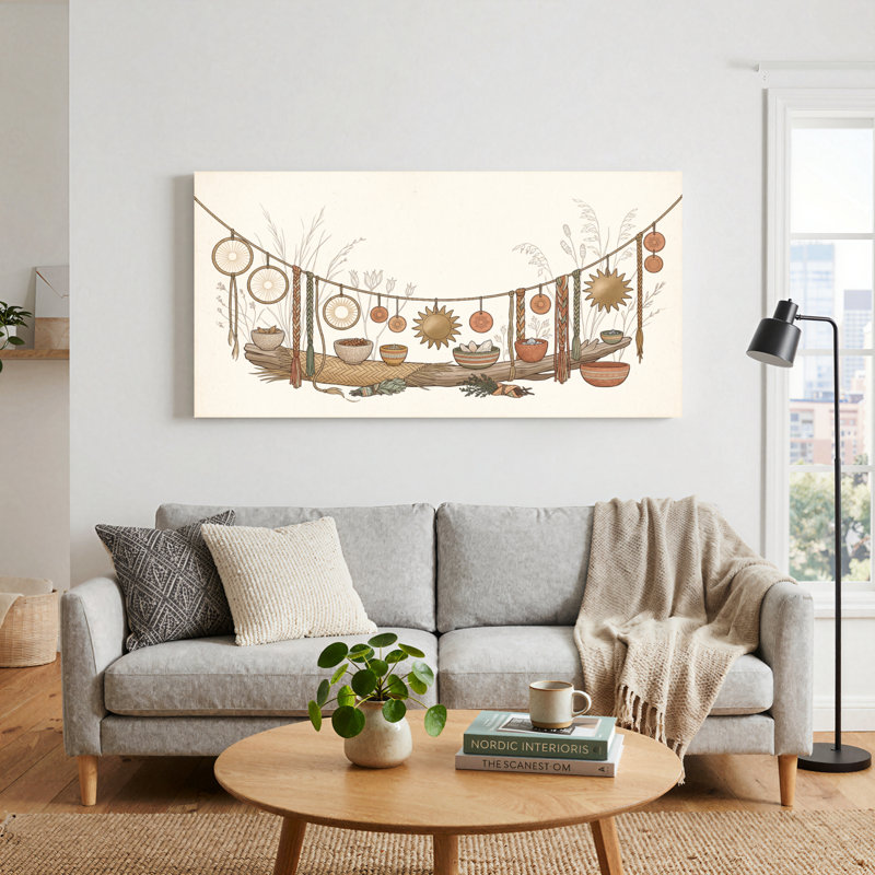 Ensemble d'une toile décorative bohème, 40“W x 20”H, Toile tendue