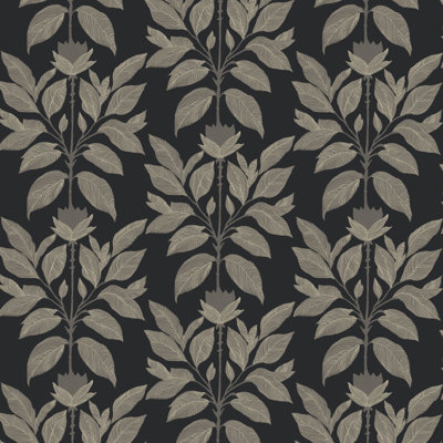 Papier peint floral noir Wayward Petal