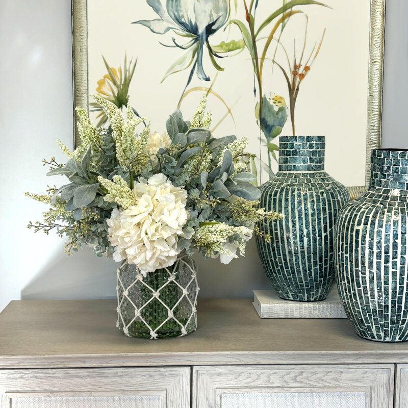 Mixed Arranged in Glass Vase with Rope Accent