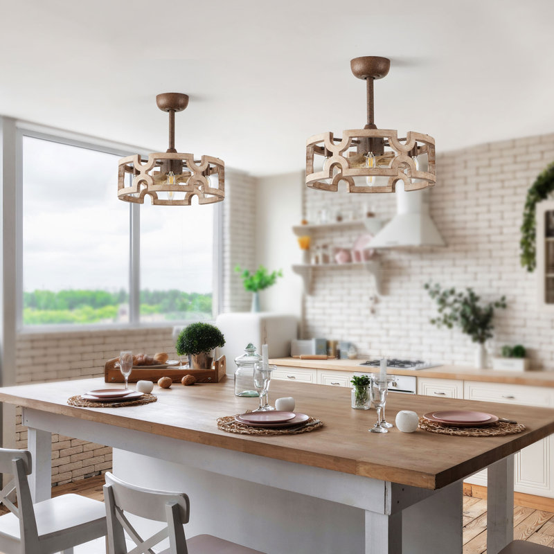 Ventilateur de plafond en bois de chêne massif 19 po avec télécommande