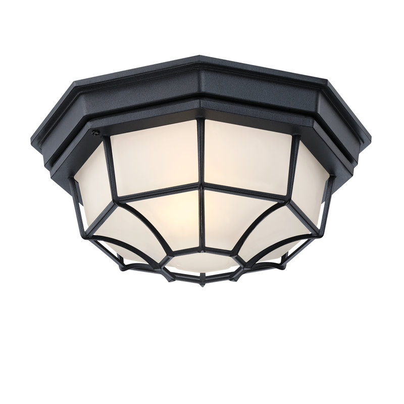 Luminaire plafonnier 8,5 po à 1 lumière avec verre givré avec finition noir mat, Noir mat