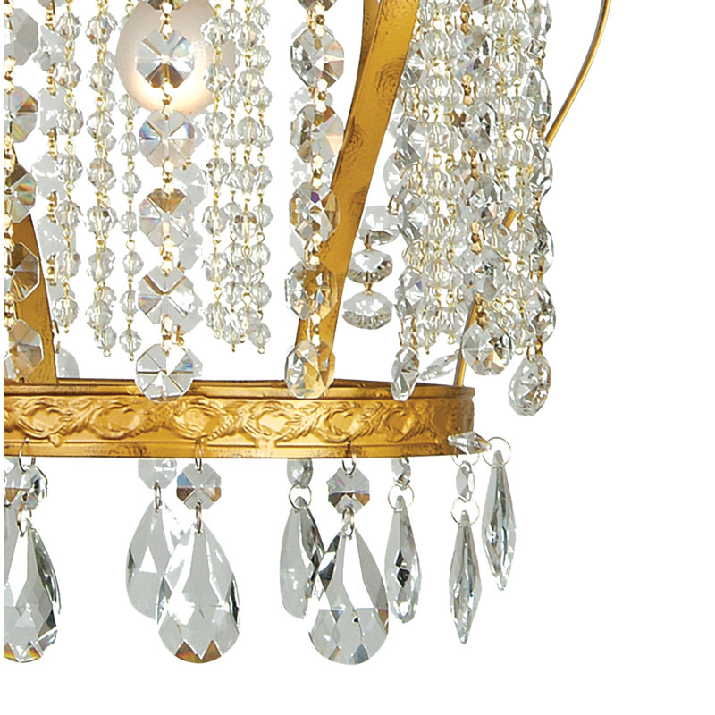 Pendentif doré à une lumière avec cristaux transparents