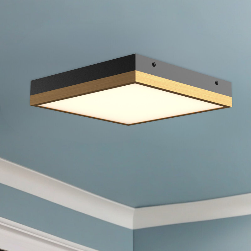 Sydney LED Flush Mount, Aged Gold/Matte Black, 2" H x 11.13" W x 11.13" D
