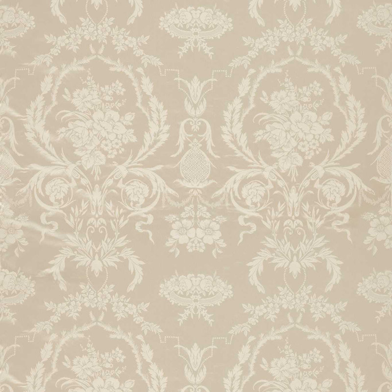 Suffolk Arabesque Silk Fabric, Warm White