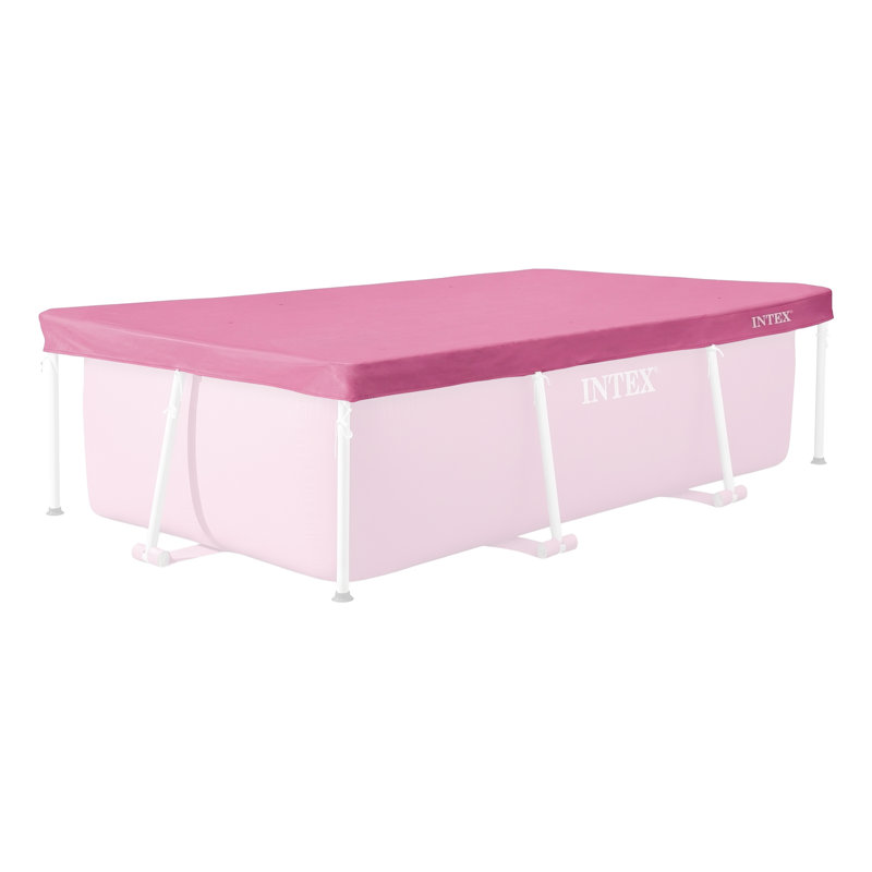 INTEX 7.2ft x 4.9ft Rectangular Outdoor Backyard Swimming Pool Cover, Pink