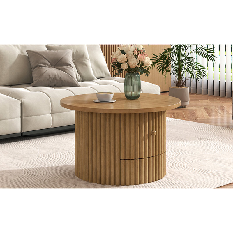 Table basse rustique moderne avec tiroirs et lattes verticales stables