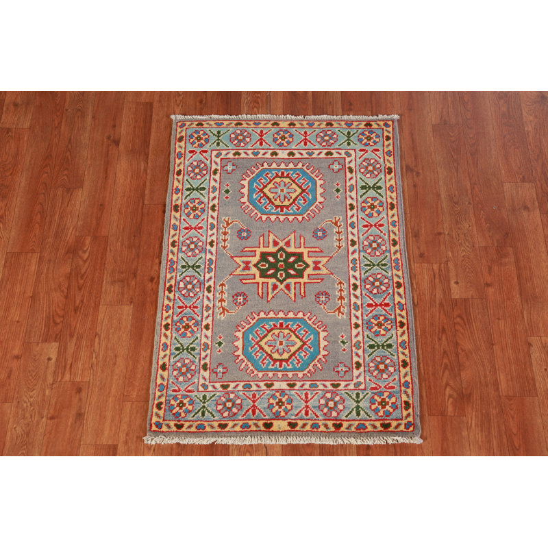 Tapis gris géométrique Kazak