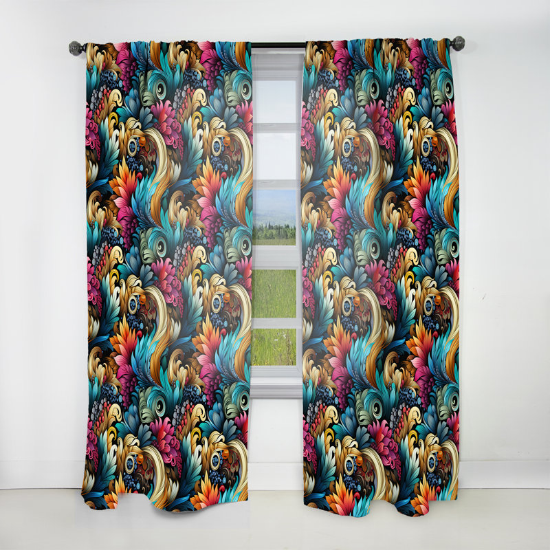 Motif cachemire rétro I Revival Paisley - rideau floral obscurcissant - 1 panneau, L 52 po x L 108 po