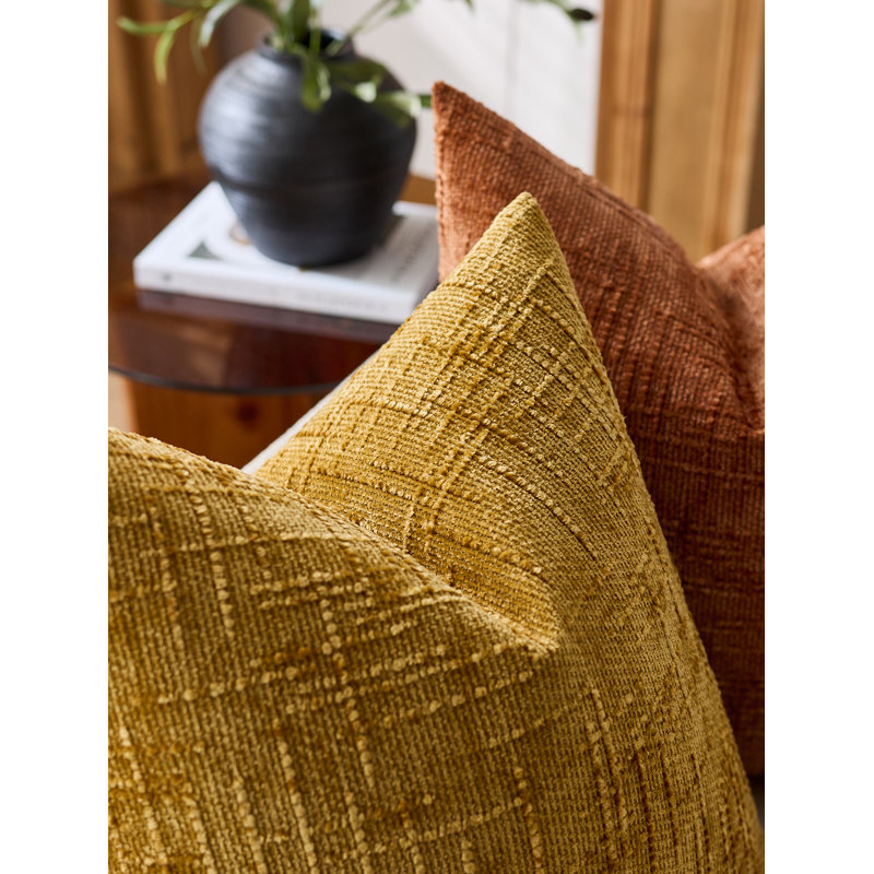 Textured Chenille Throw Pillow Covers, Yellow, Square 20"