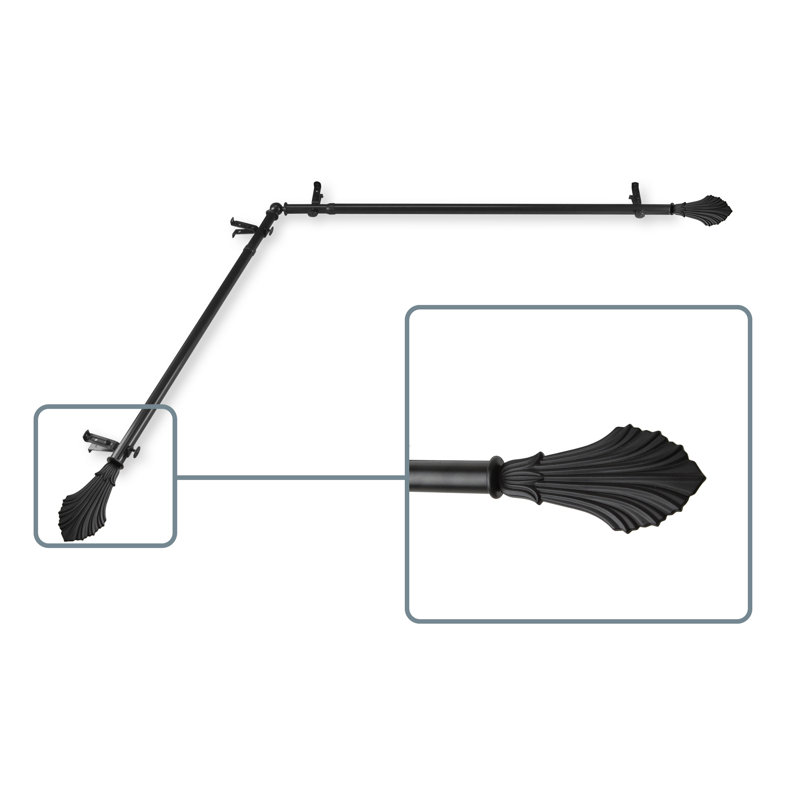 Etelvina Stainless Steel 0.75'' Single Curtain Rod, 28-48", Black