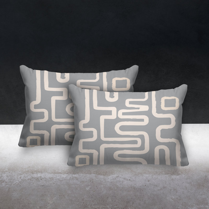 Oreiller carré Joni Squiggles, Gris