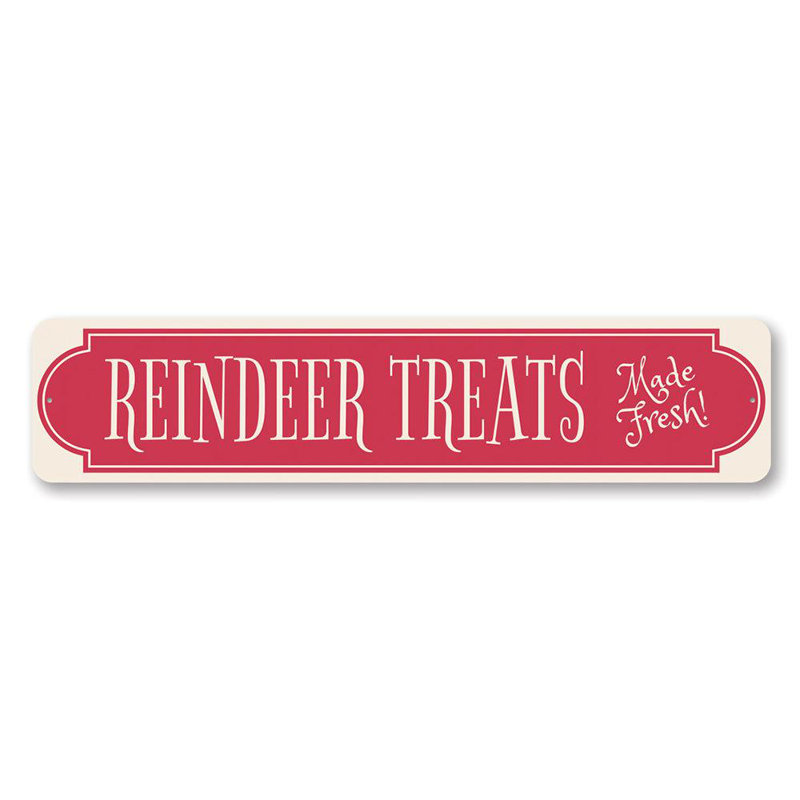 Panneau de Noël personnalisé en aluminium «Reindeer Treats», H 4 po x l 18 po x P 0,04 po