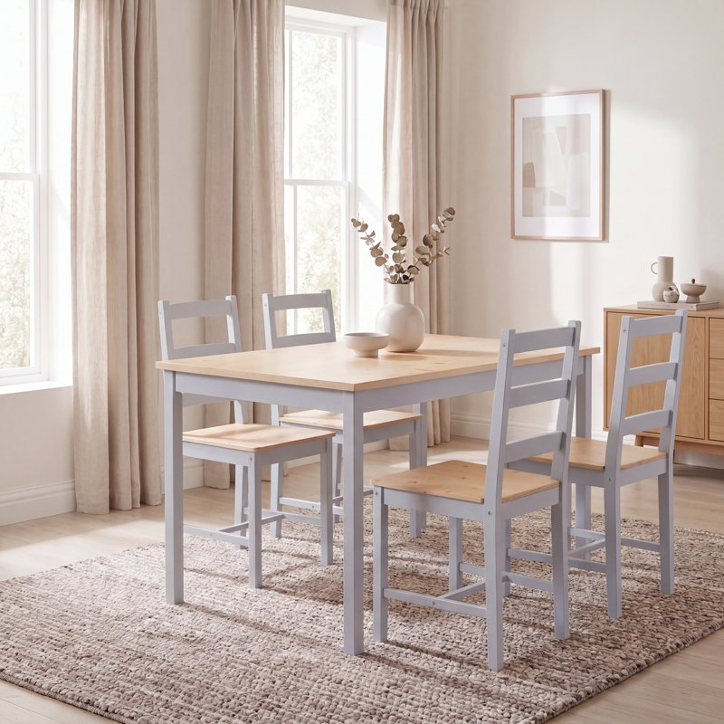 Ambrozie 4 -Person Solid Wood Dining Set