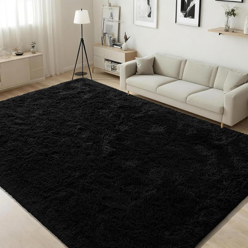 Phyllida Solid Colour Shag Area Rug, Rectangle 183 x 275 cm 
