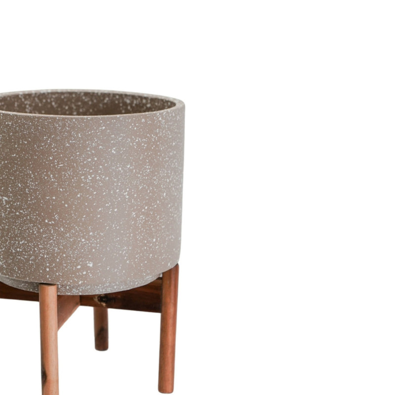 Valetta Speckled Planter with Stand , 33cm H x 24cm W x 9.45cm D, Caramel