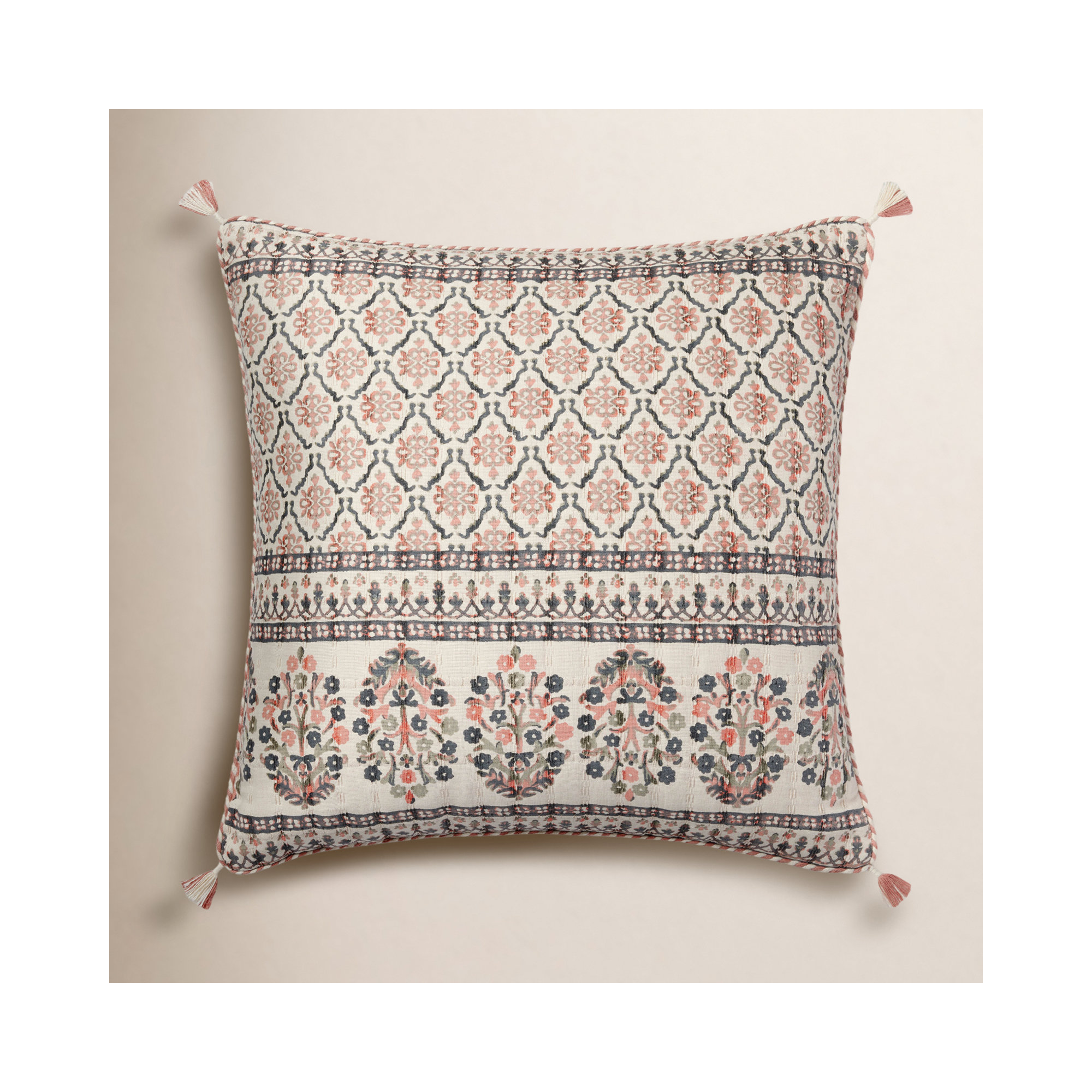 Tassels 100% Cotton Throw Pillow, Pillow Cover Only - No Insert