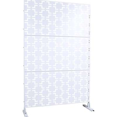 Clôture d'intimité blanche en métal H 76 po - pour patio, terrasse, balcon, intimité extérieure et intérieure, rouille, panneau décoratif autoportant polyvalent