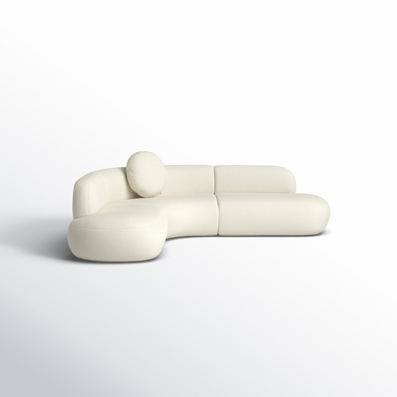 Chyrisse Upholstered Curved Sectional Symmetrical, Cream Boucle