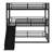 Metal Triple Bunk Bed With Safety Guardrails,Slide And Noise-Reduced Design-445173101