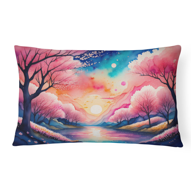 Cherry Blossom Sunset Polyester Indoor/Outdoor Decorative Pillow