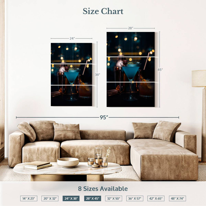Yarlin Blue Cocktail, 45" H x 28" W
