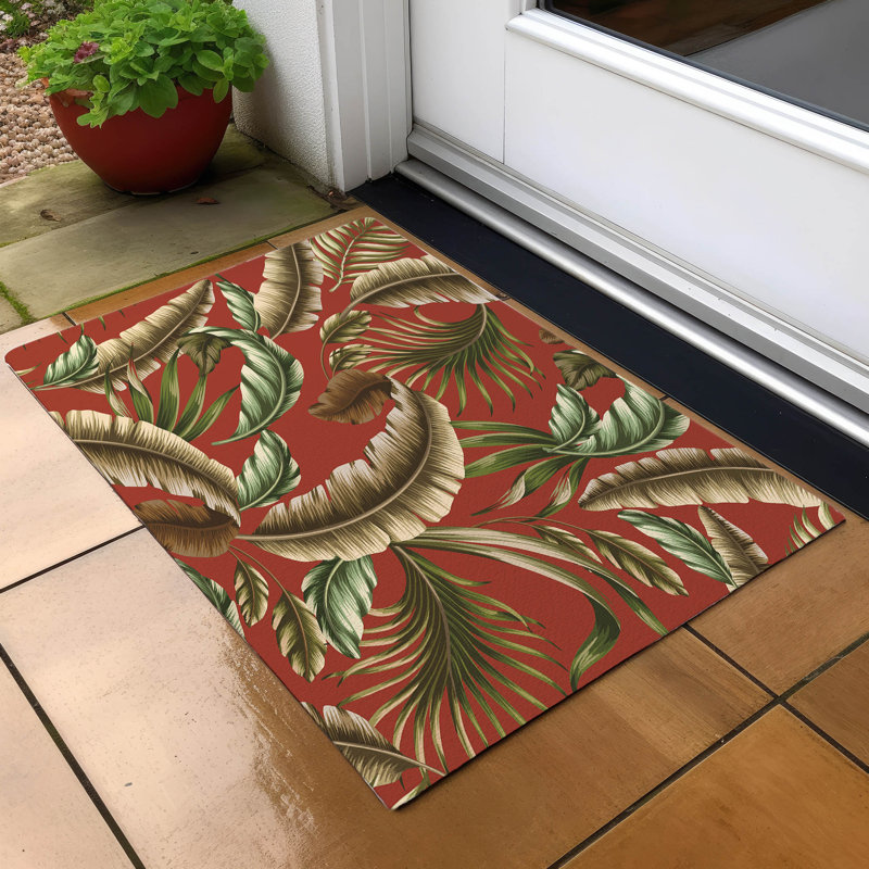 Braggs Washable Floral Indoor / Outdoor Rug, Rectangle 1'8" x 2'6"
