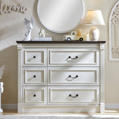 Burlington Farmhouse 6 Drawers Dresser for Bedroom, 48" Wide Large Dressers & Chests of Drawers w/Roman Column by Winston Porter