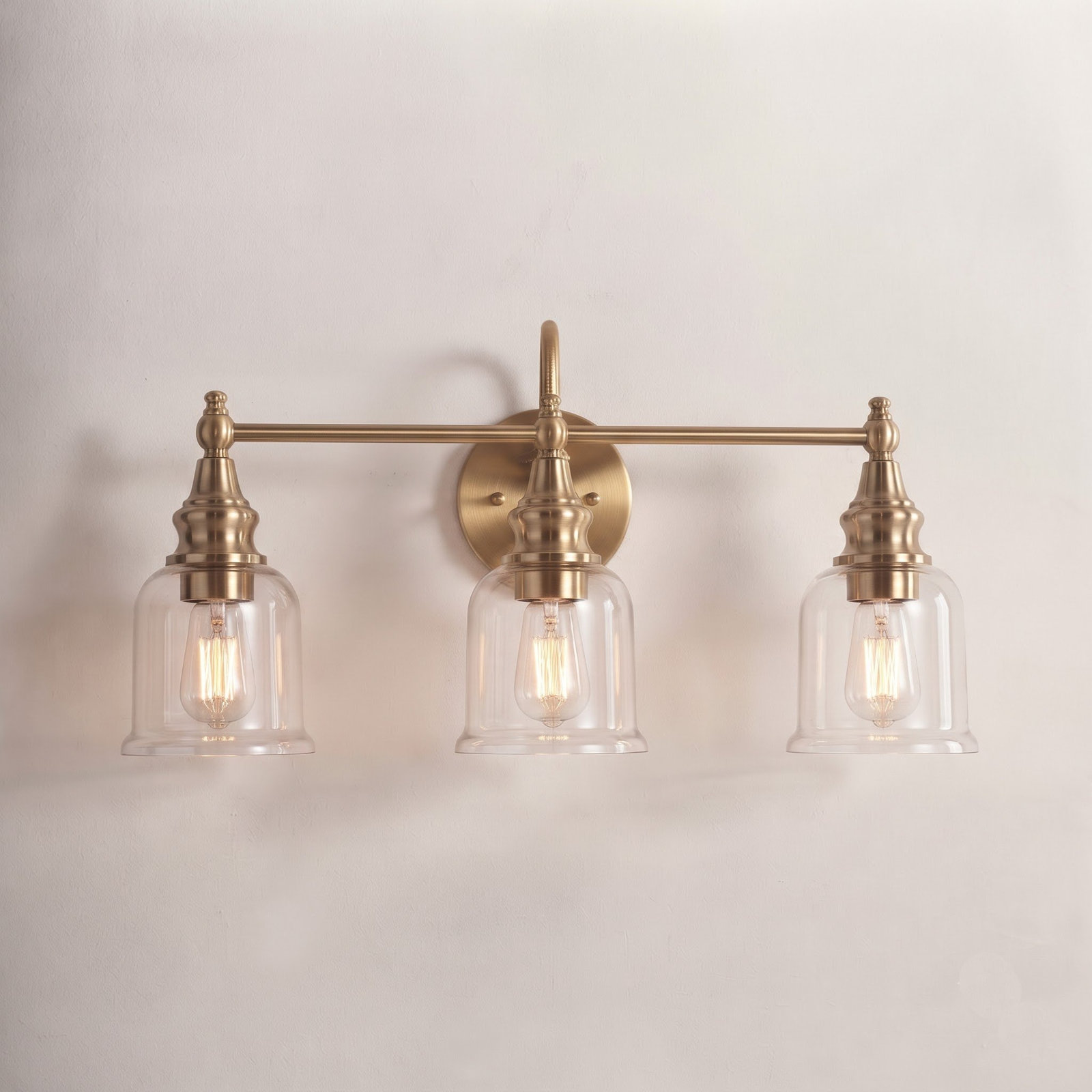 3-Light Dimmable Vanity Light, Brass