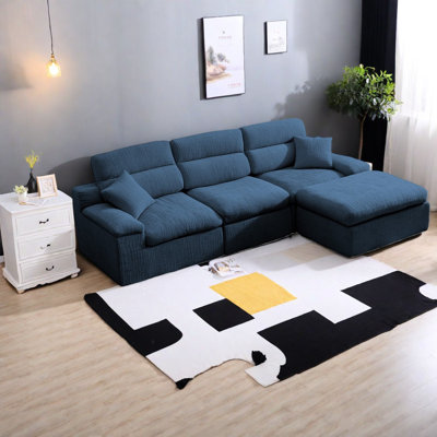 Canapé d'angle peu encombrant avec chenille de qualité supérieure, conception moderne en forme de L pour le salon
