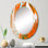 Liquide marbrant des vagues oranges sur blanc - miroir mural moderne ovale