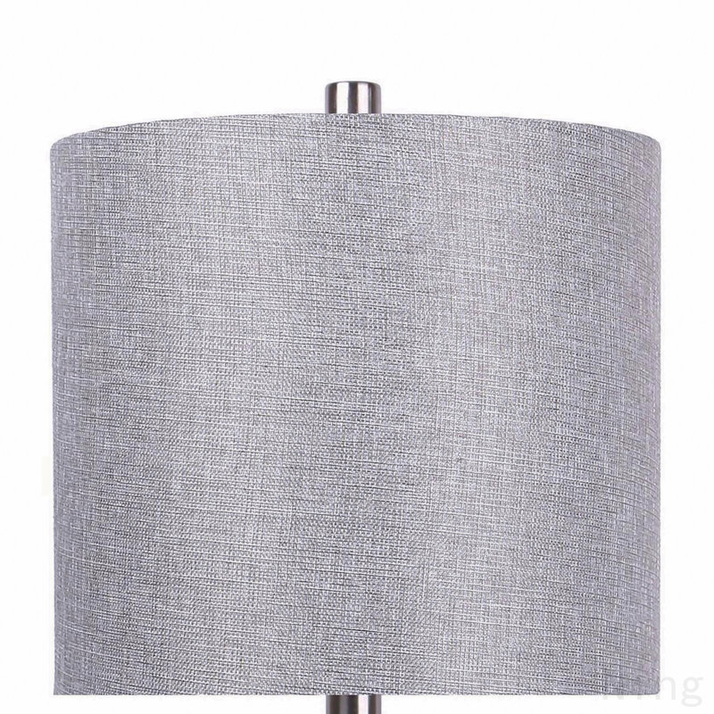 Lampe de table contemporaine 23 po en métal nickel brossé et lin gris de Grandview Gallery - ensemble de 2