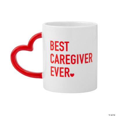 4 pouces 12 oz. Tasse à café en céramique avec poignée en cœur Best Caregiver Ever