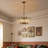 6-Light Black Glass Chandeliers 22.4 inch Drum Modern Chandelier Light Fixture Water Ripple Glass Chandeliers for Living Room, Dining Room, Bedroom, Kitchen, No Bulbs Included