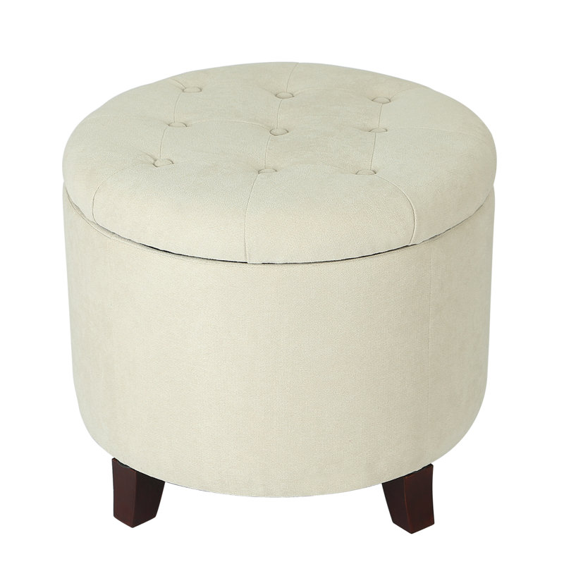 Vella Upholstered Ottoman, Beige Linen