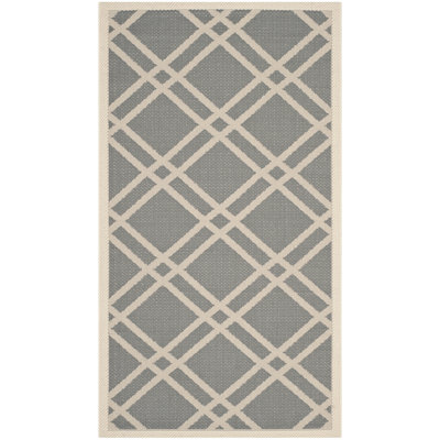 Arneshia Geometric Gray/Ivory Indoor/Outdoor Area Rug