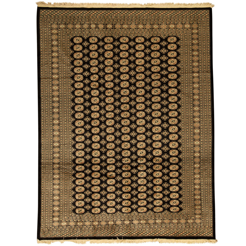 High-Quality Hand-Knotted Black Area Rug