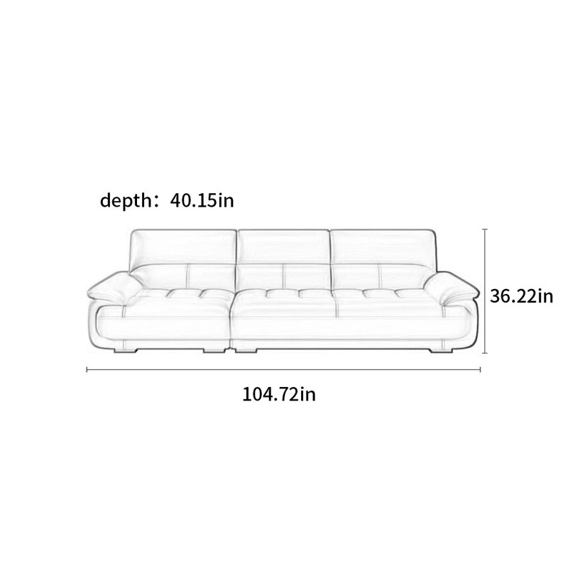 Canapé de luxe moderne, simple et léger, H 36,22 po x l 104,72 po x P 40,15 po, 3