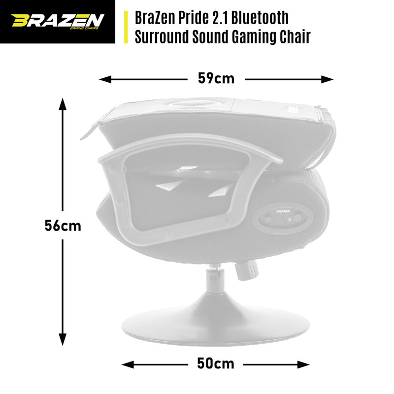 BraZen Pride 2.1 Bluetooth Surround Sound Gaming Chair - Pledger, Black/Grey