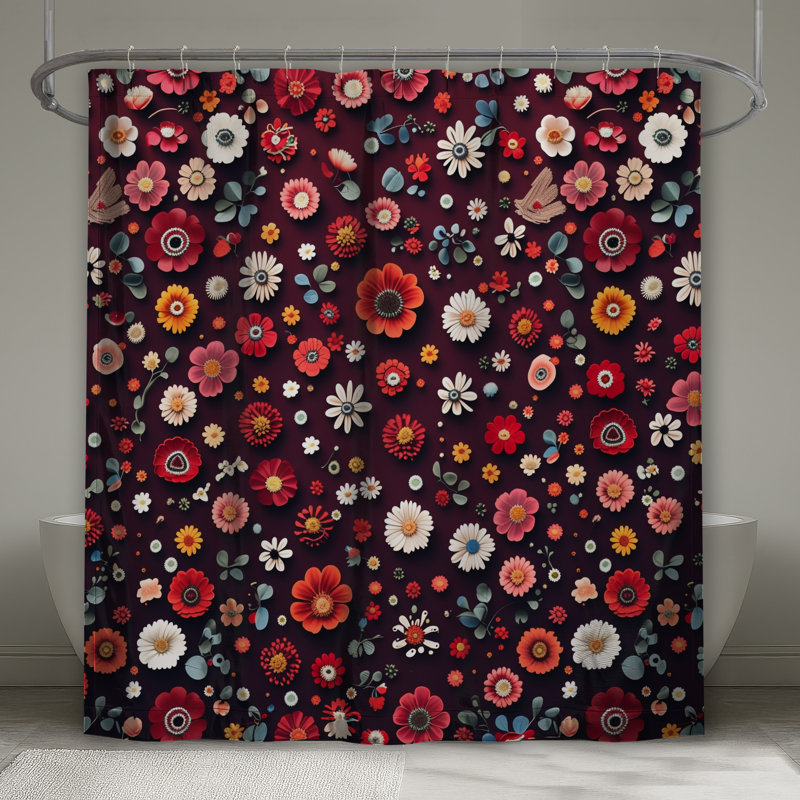 Rideau de douche floral - Bohème, L 70 po x H 84 po