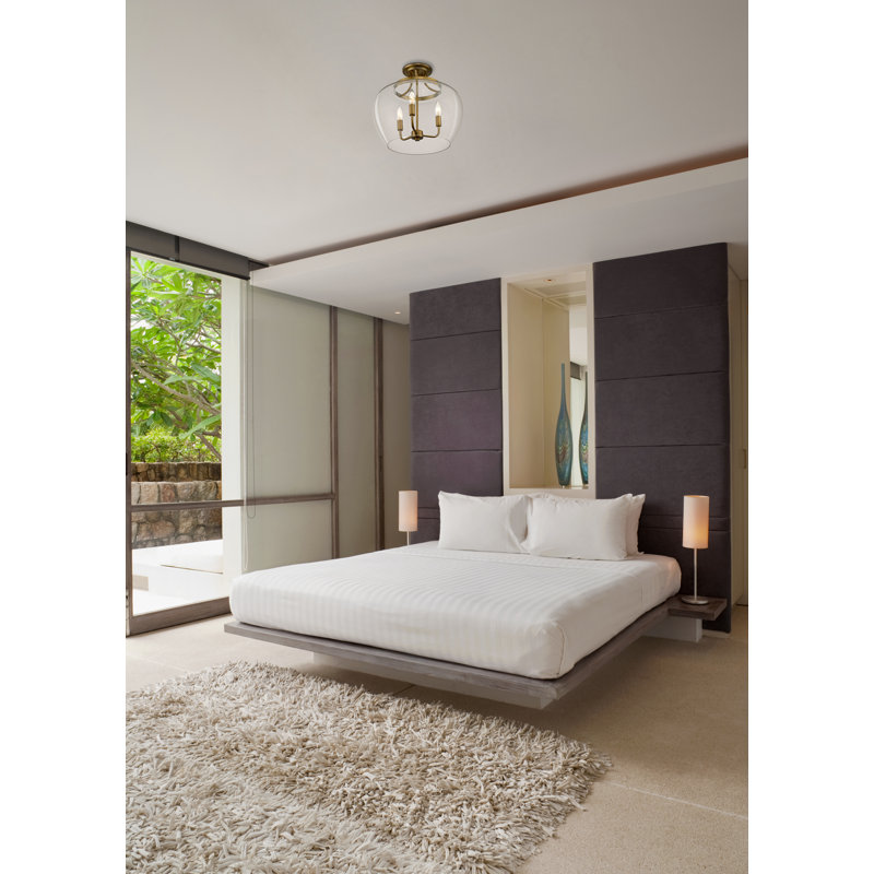 Jocelyn Glass Semi Flush Mount, Olde Brass