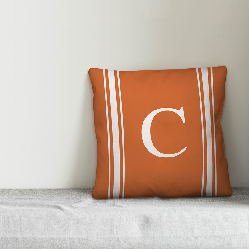 Striped Throw Pillow, C, Orange