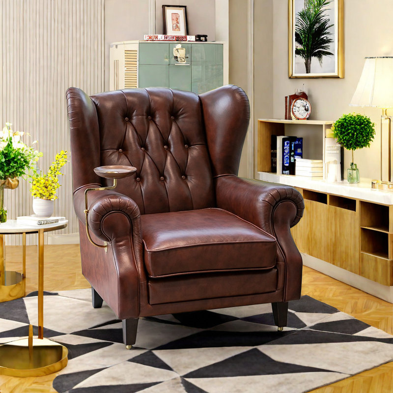 Deshawna Recliner, Reddish Brown Leather Match
